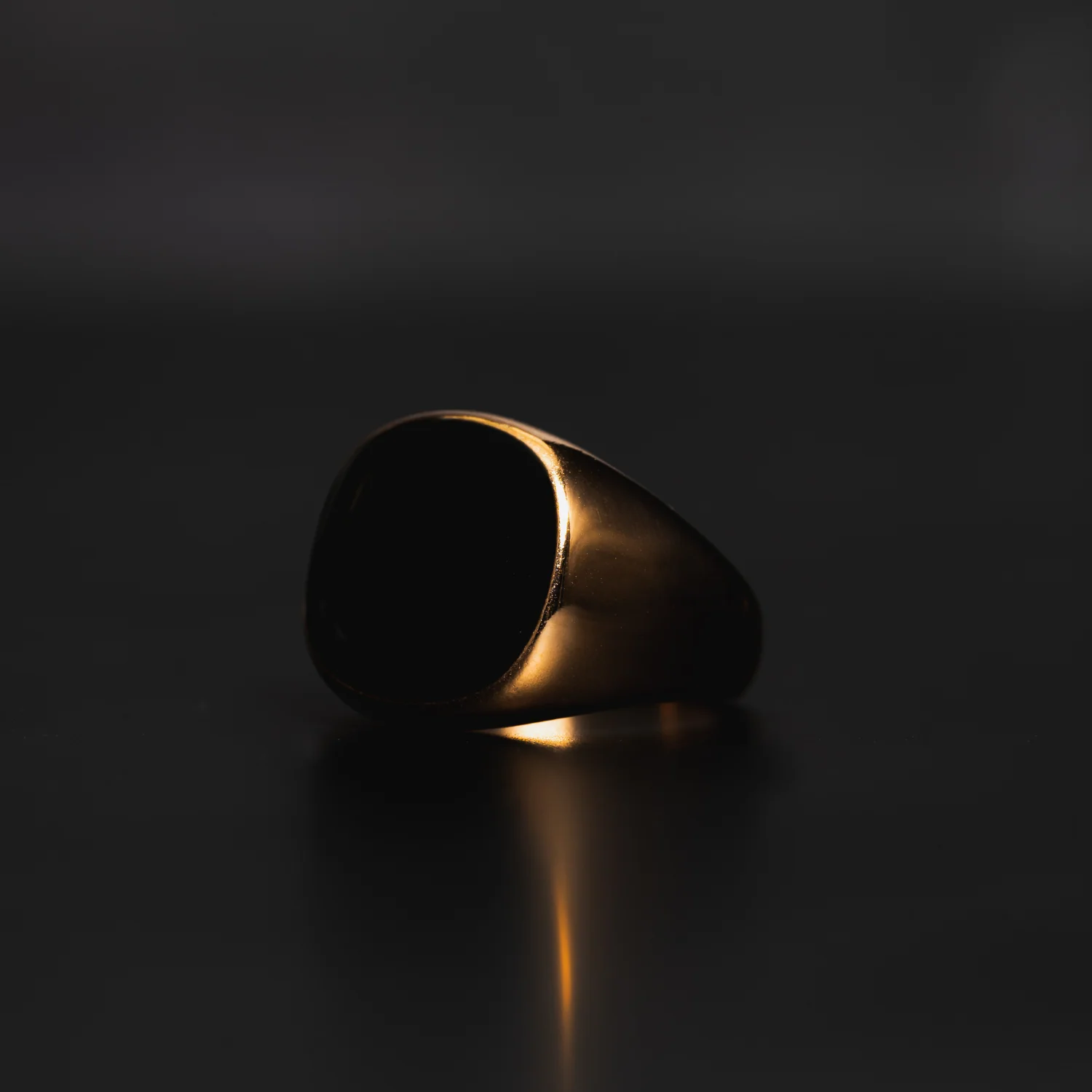 Black Polished Signet Ring - Silver - Image 6