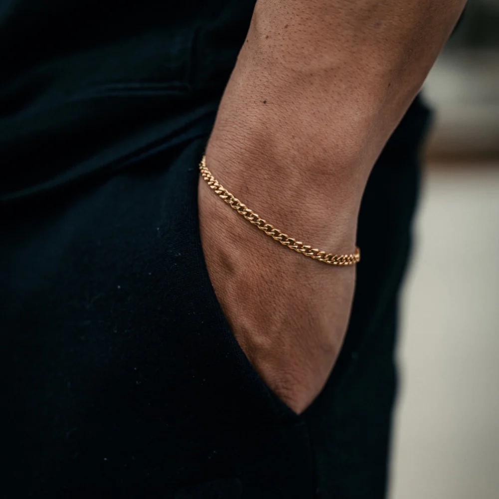 Gold Cuban Bracelet (3MM) - Image 4