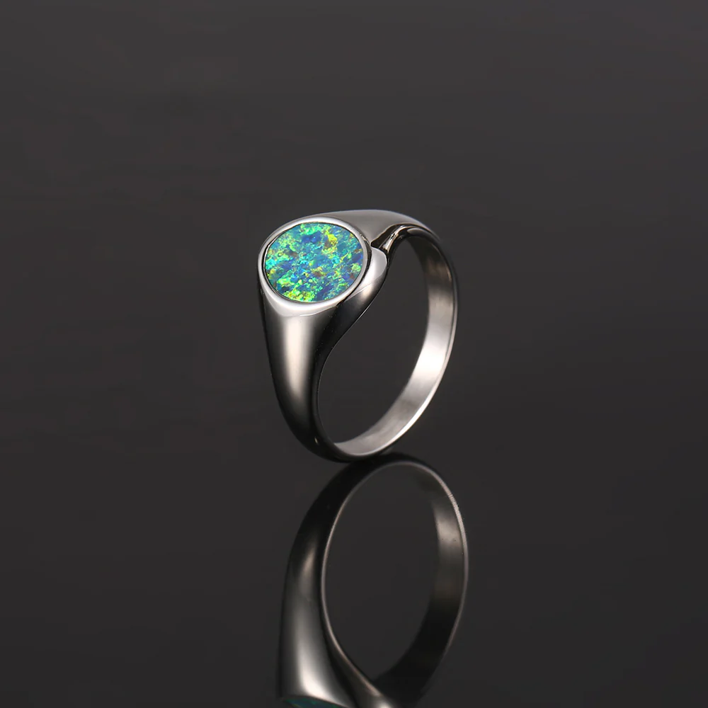 Green Opal Signet Ring - Silver - Image 6