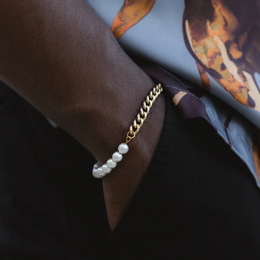 Freshwater Pearl Cuban - Silver - Image 4