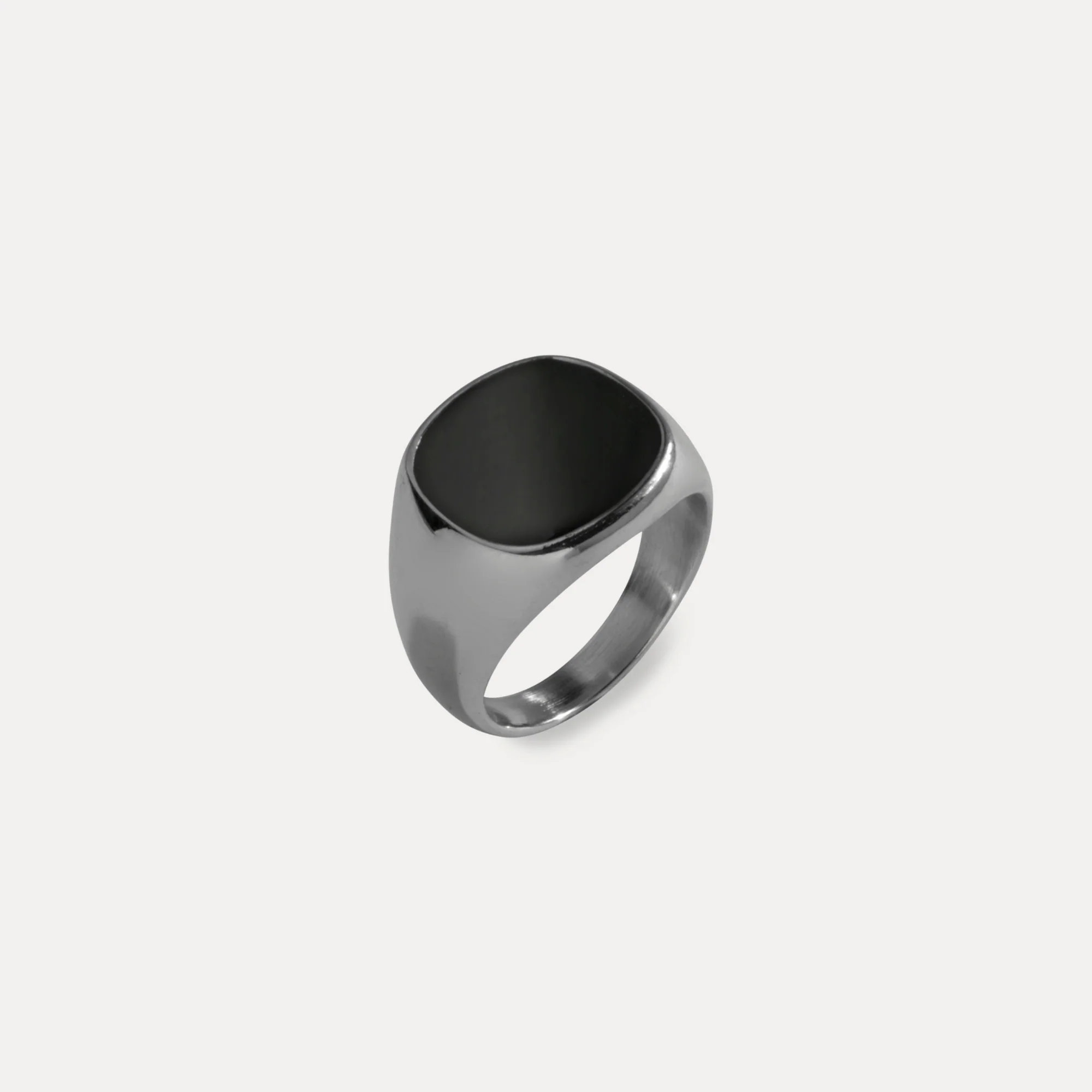 Large Black Onyx Signet Ring - Silver - Image 5