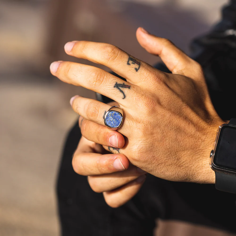 Large Lapis Lazuli Signet - Silver - Image 3