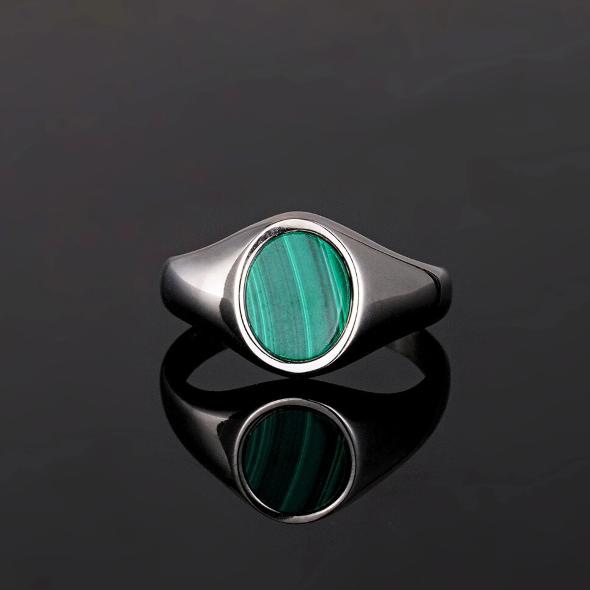 Malachite Signet Ring - Silver - Image 7