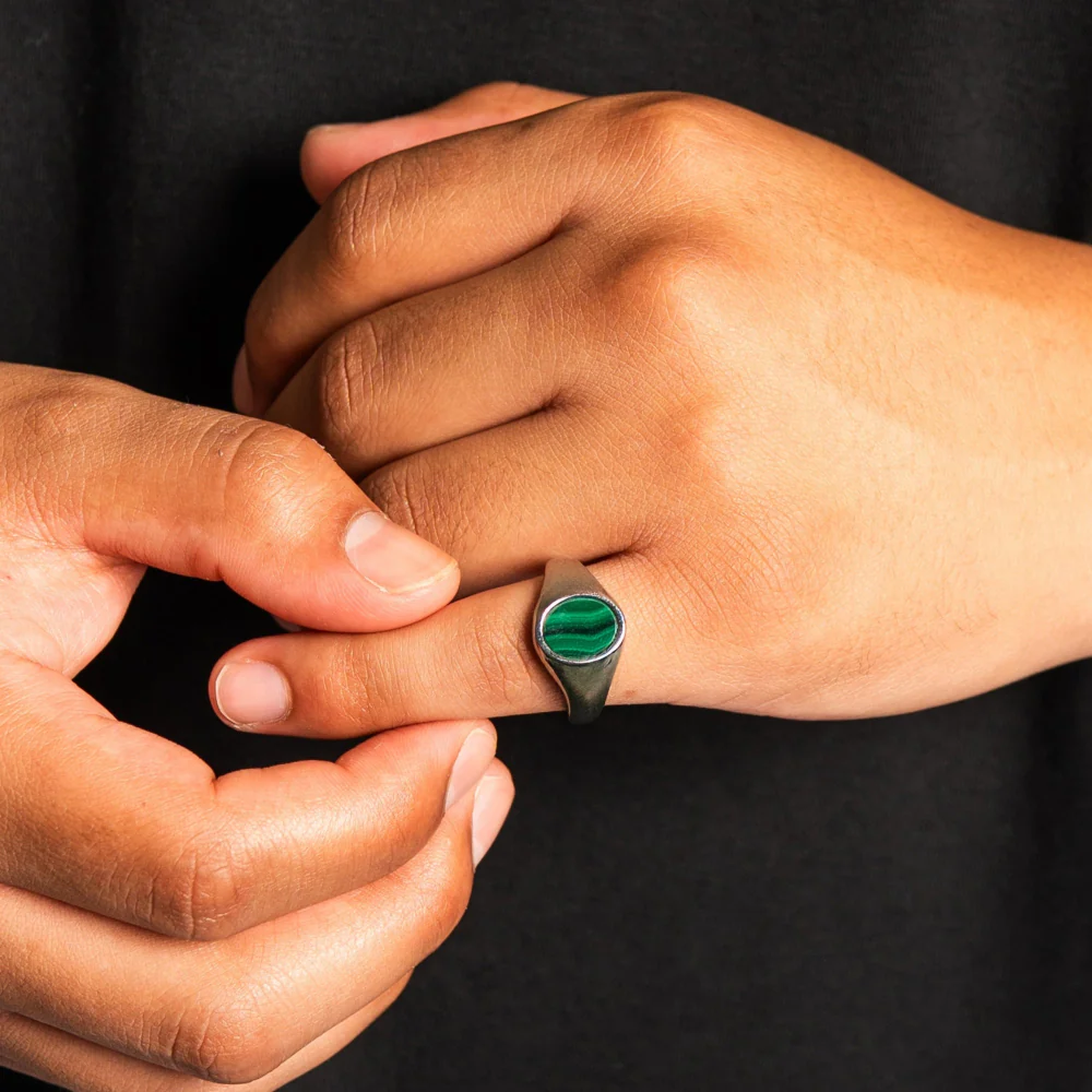 Malachite Signet Ring - Silver - Image 4