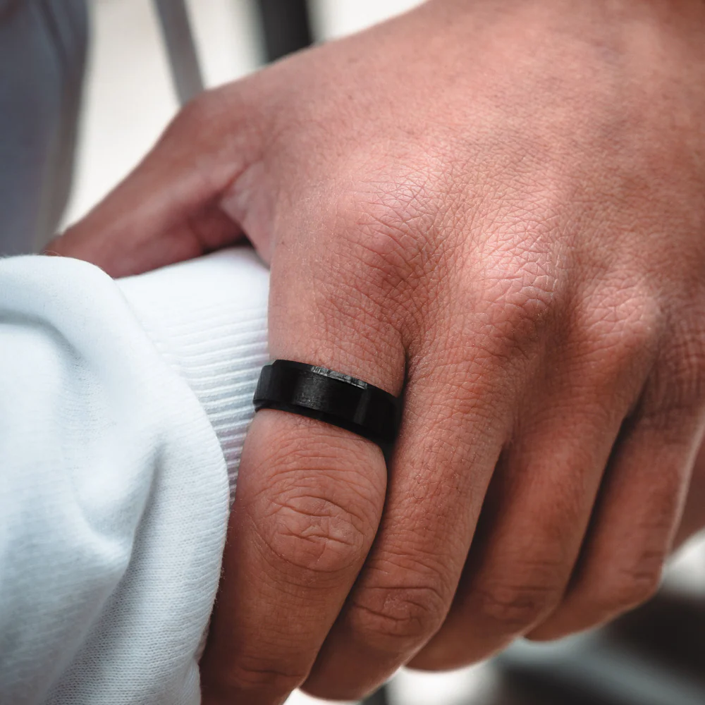 Mens Band Ring - Black - Image 3