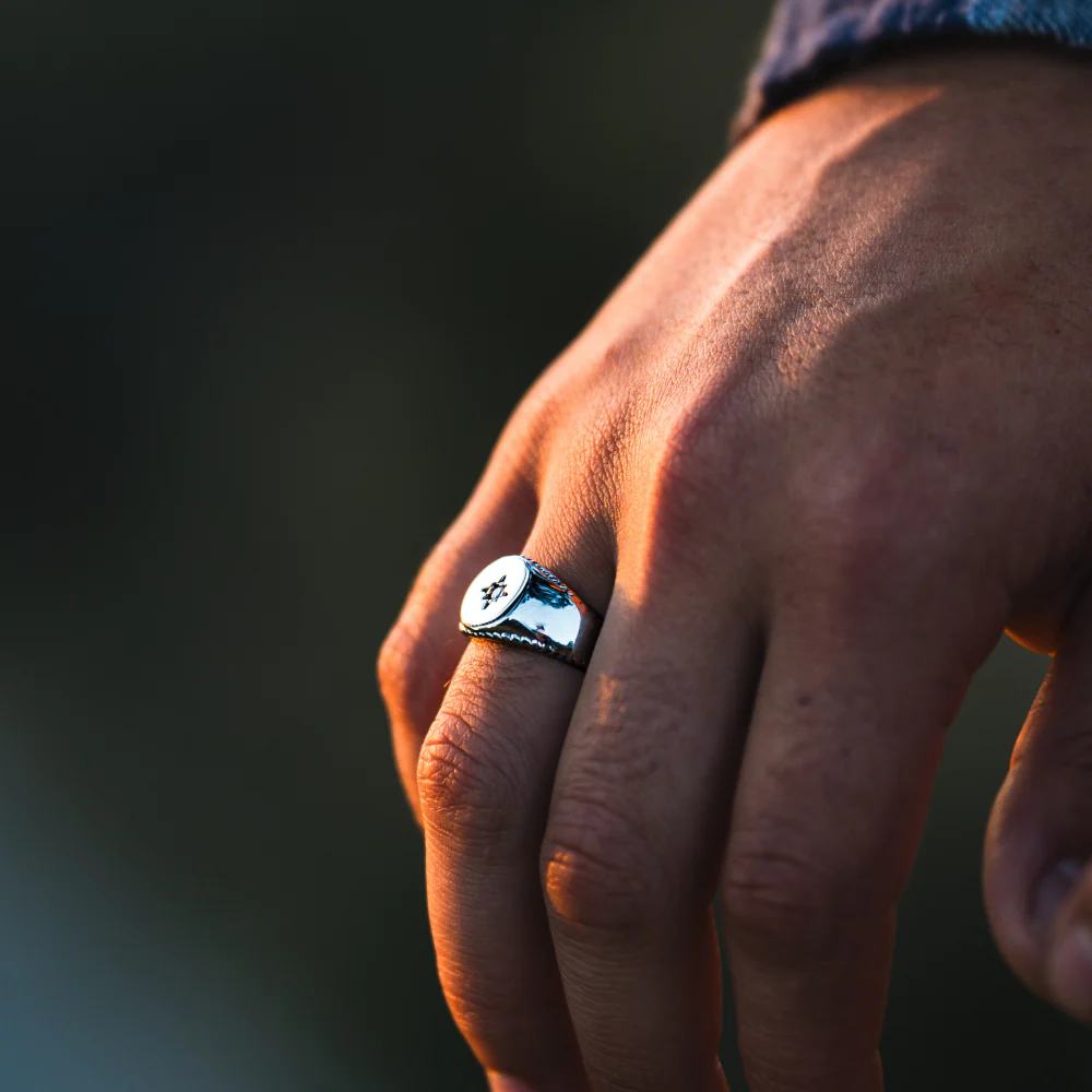North Star Signet Blue Ring - Silver - Image 3