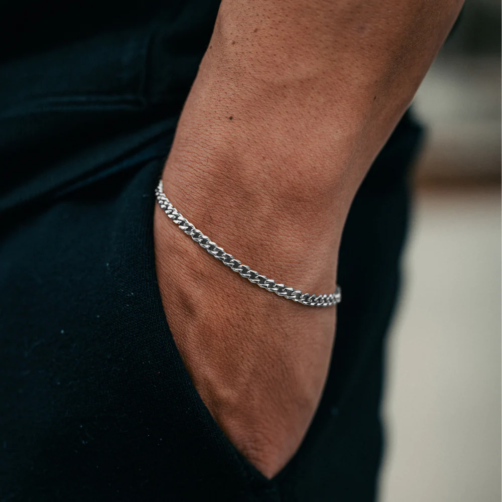 Silver Cuban Bracelet (3MM) - Image 5