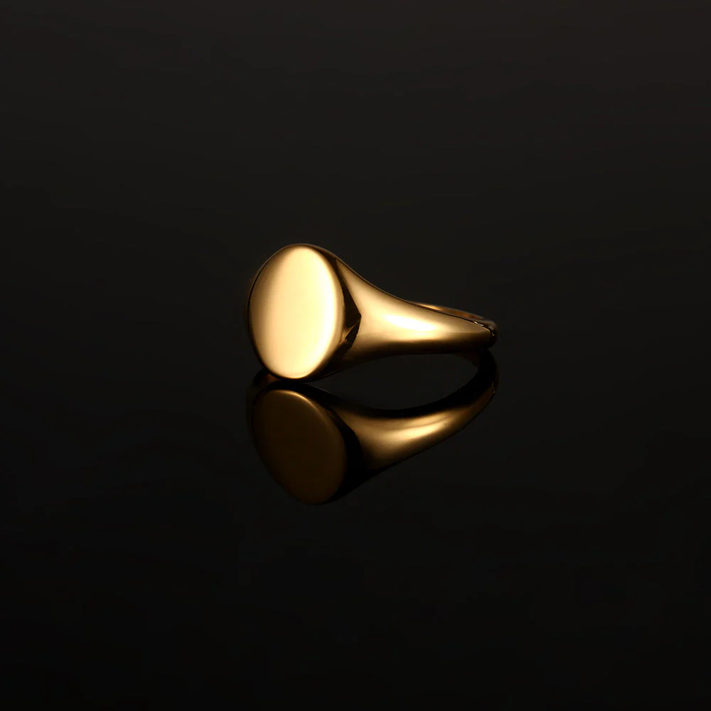 Smooth Signet Ring - Gold - Image 6
