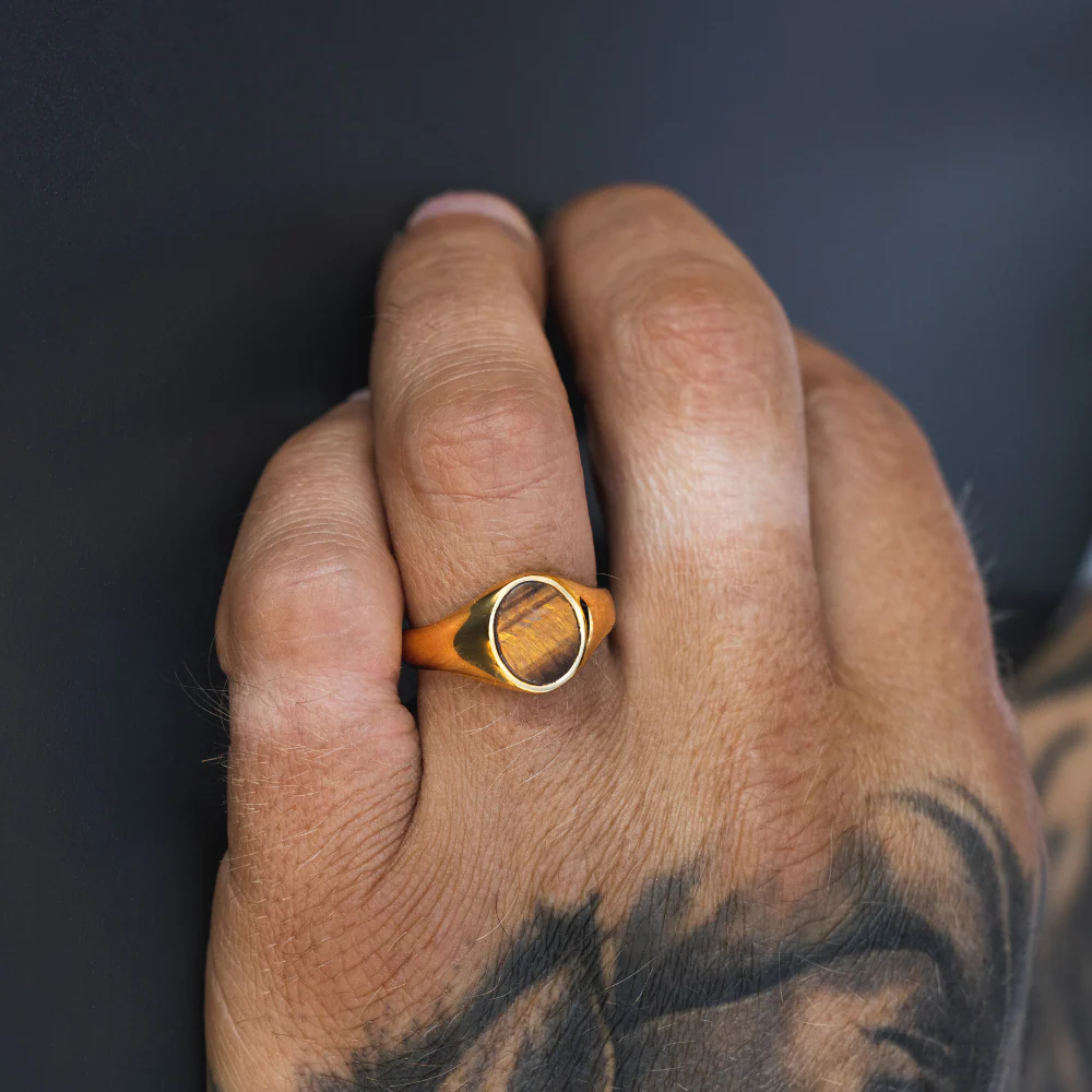 Tigers Eye Signet Ring - Gold - Image 3