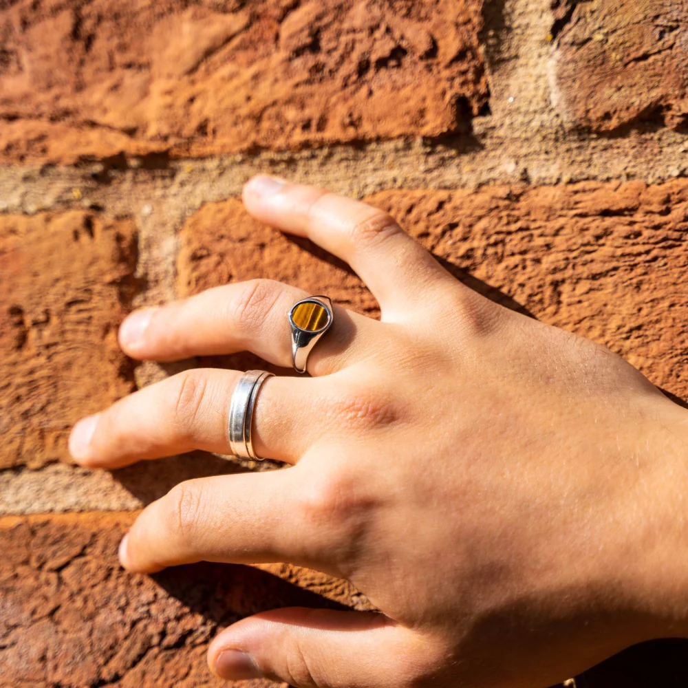 Tigers Eye Signet Ring - Gold - Image 4